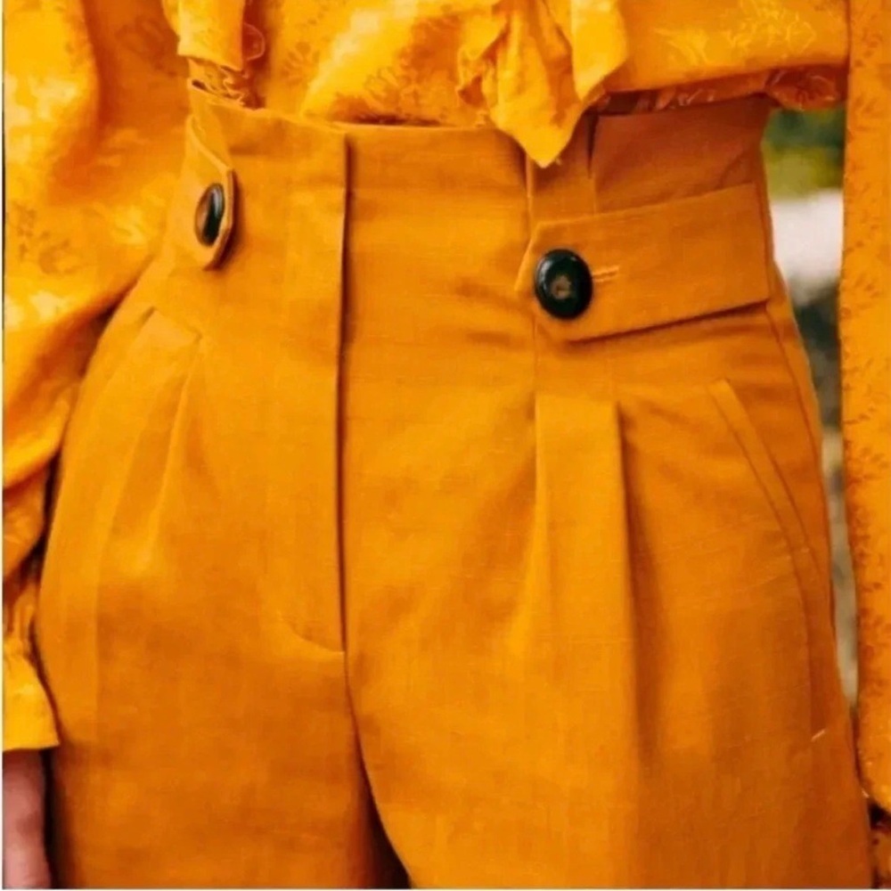 Sézane pants Mustard yellow Armando Trousers 14 Ocre $288 - Picture 13 of 14